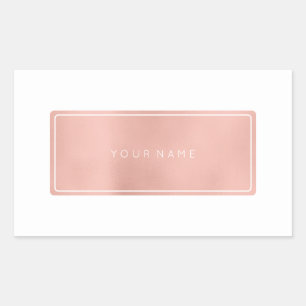 Sticker Rectangulaire Logo rectangulaire métallique en poudre or rose