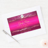 Sticker Rectangulaire Logo rose or et initiales Parties scintillant Étiq (Enveloppe)