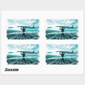 Sticker Rectangulaire Logo Sandy Beach Surfing (Feuille)