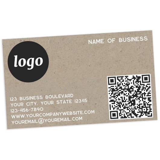 Sticker Rectangulaire Logo simple et code QR papier Brown