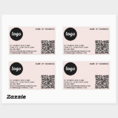 Sticker Rectangulaire Logo simple et code QR rose pâle (Feuille)