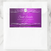 Sticker Rectangulaire Logo violet classique Initiales Parties scintillan (Sac)