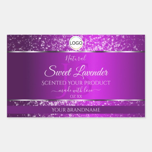 Sticker Rectangulaire Logo violet classique Initiales Parties scintillan (Devant)