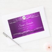 Sticker Rectangulaire Logo violet classique Initiales Parties scintillan (Enveloppe)