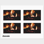 Sticker Rectangulaire Logs dans la cheminée Photographie de feu chaud (Feuille)