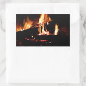 Sticker Rectangulaire Logs dans la cheminée Photographie de feu chaud (Sac)
