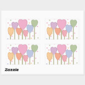 Sticker Rectangulaire Lollipops de coeur lunaire (Feuille)