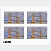 Sticker Rectangulaire Londres, Angleterre Tower Bridge & Thames River (Feuille)
