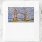 Sticker Rectangulaire Londres, Angleterre Tower Bridge & Thames River (Sac)