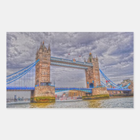 Sticker Rectangulaire Londres, Angleterre Tower Bridge & Thames River (Devant)