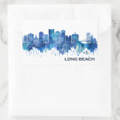Sticker Rectangulaire Long Beach California Skyline Blue (Sac)