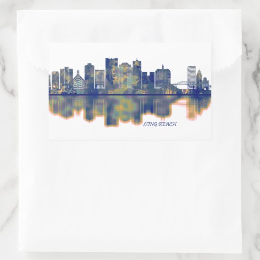 Sticker Rectangulaire Long Beach Skyline (Sac)