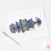 Sticker Rectangulaire Long Beach Skyline (Enveloppe)