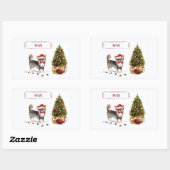 Sticker Rectangulaire Long Haired Chihuahua Funny Christmas Dog Tree (Feuille)