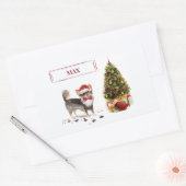 Sticker Rectangulaire Long Haired Chihuahua Funny Christmas Dog Tree (Enveloppe)