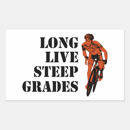 Sticker Rectangulaire Longue Vie Raide Grades Cyclisme (Devant)