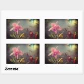 Sticker Rectangulaire L'orchidée de Cattleya et trois colibris Heade (Feuille)