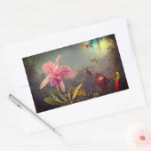 Sticker Rectangulaire L'orchidée de Cattleya et trois colibris Heade (Enveloppe)