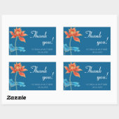 Sticker Rectangulaire Lotus Flower Orange & Merci Mariage bleu (Feuille)
