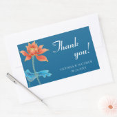 Sticker Rectangulaire Lotus Flower Orange & Merci Mariage bleu (Enveloppe)