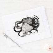 Sticker Rectangulaire Loup blanc avec art tribal coréen (Enveloppe)