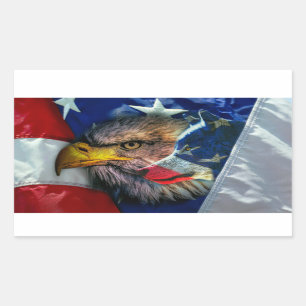 Sticker Rectangulaire Loup d'aigle patriotique américain