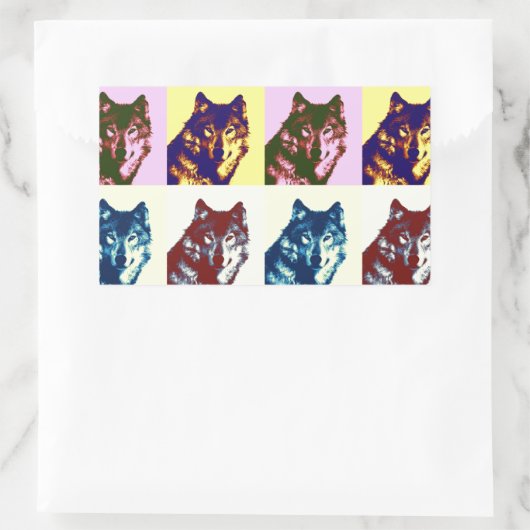 Sticker Rectangulaire Loup d'art pop (Sac)