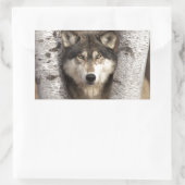 Sticker Rectangulaire Loup de bois par Jim Zuckerman (Sac)