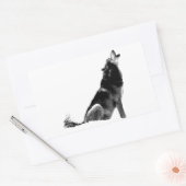 Sticker Rectangulaire Loup de Howling blanc noir (Enveloppe)