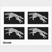 Sticker Rectangulaire Loup de nouage, blanc sur noir (Feuille)