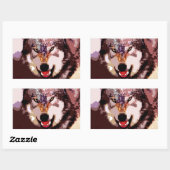 Sticker Rectangulaire Loup en neige (Feuille)