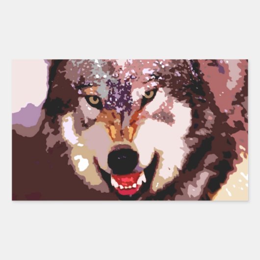Sticker Rectangulaire Loup en neige (Devant)
