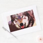 Sticker Rectangulaire Loup en neige (Enveloppe)