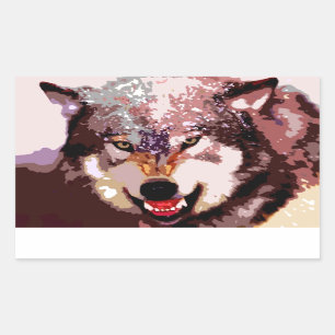 Sticker Rectangulaire Loup en neige