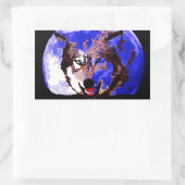 Sticker Rectangulaire Loup et Pleine lune (Sac)
