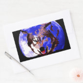 Sticker Rectangulaire Loup et Pleine lune (Enveloppe)