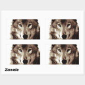 Sticker Rectangulaire Loup gris (Feuille)