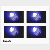 Sticker Rectangulaire Loup, Lune et Nuit Bleue (Feuille)