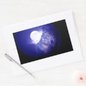 Sticker Rectangulaire Loup, Lune et Nuit Bleue (Enveloppe)