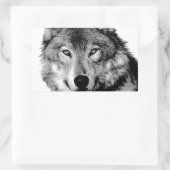 Sticker Rectangulaire Loup noir et blanc (Sac)