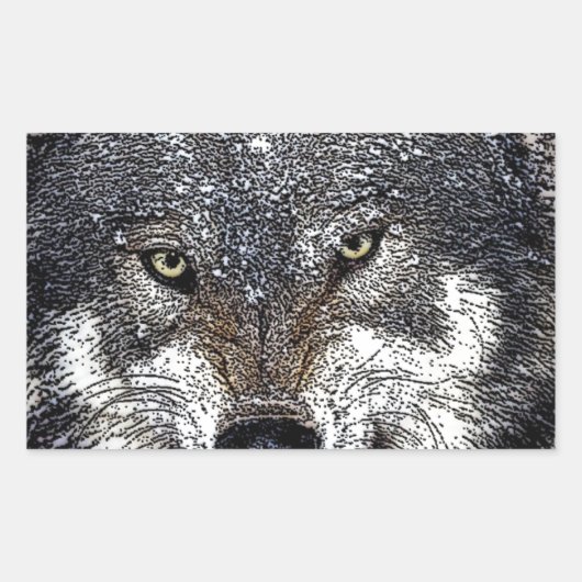 Sticker Rectangulaire Loup sauvage (Devant)