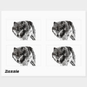 Sticker Rectangulaire Loup sauvage (Feuille)