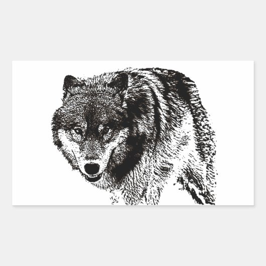 Sticker Rectangulaire Loup sauvage (Devant)