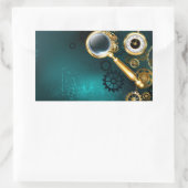 Sticker Rectangulaire Loupe en style Steampunk (Sac)