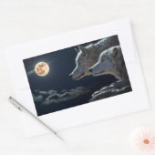 Sticker Rectangulaire Loups hurlant à la Pleine lune de nuit (Enveloppe)