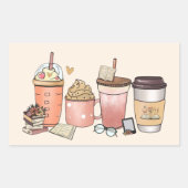 Sticker Rectangulaire Louveur de livres et de café (Devant)