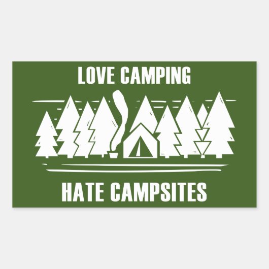 Sticker Rectangulaire Love Camping, Campings Hate (Devant)