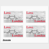 Sticker Rectangulaire Love LONDON Tower Bridge gaufré moderne (Feuille)