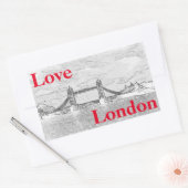 Sticker Rectangulaire Love LONDON Tower Bridge gaufré moderne (Enveloppe)