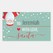 Sticker Rectangulaire "Love, Père Noël" Sage Green Custom Holiday Cadeau (Devant)